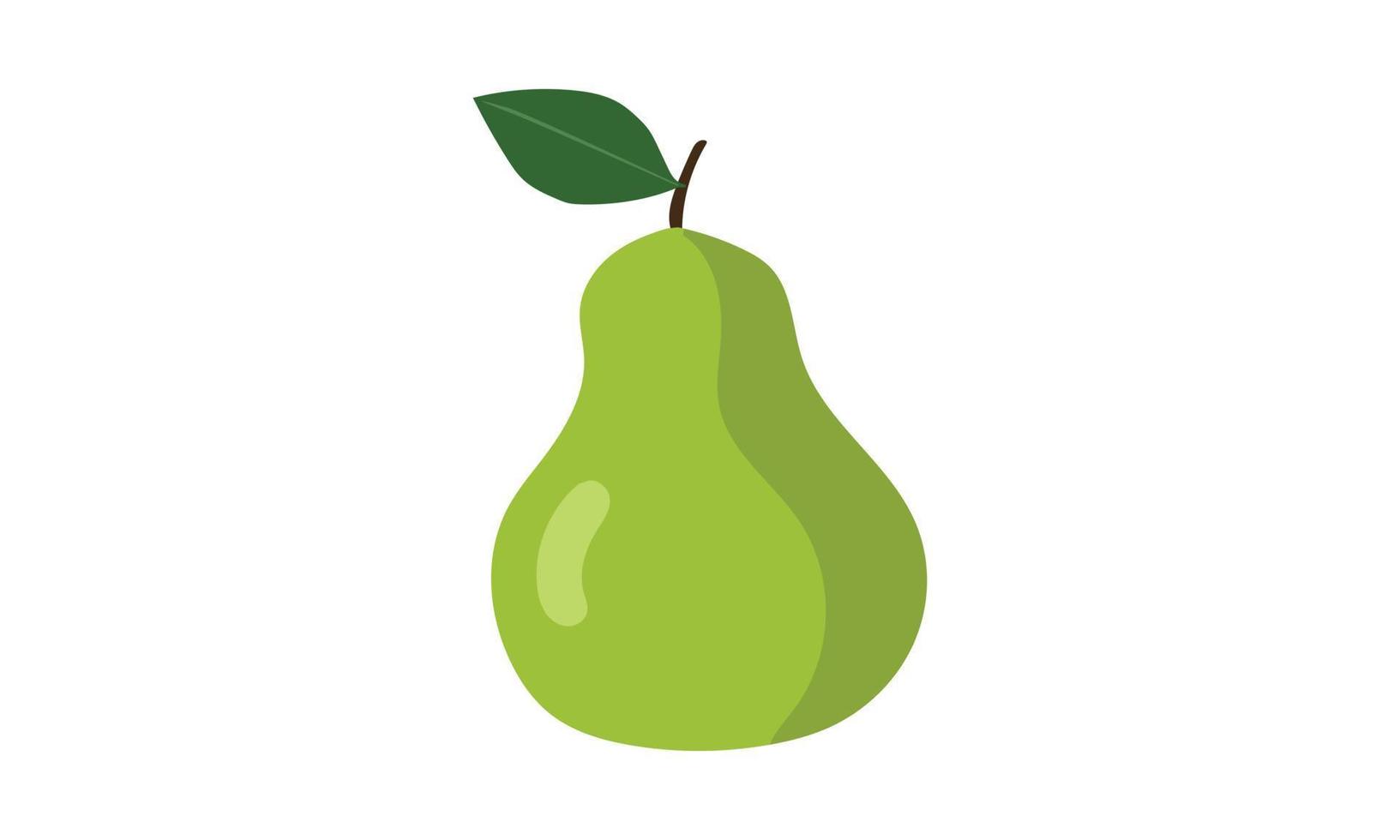 ilustración de vector de clipart de pera verde simple aislado sobre fondo blanco. pera con hoja plana estilo de dibujos animados. icono de signo de fruta de pera. concepto de comida orgánica, verduras y restaurante