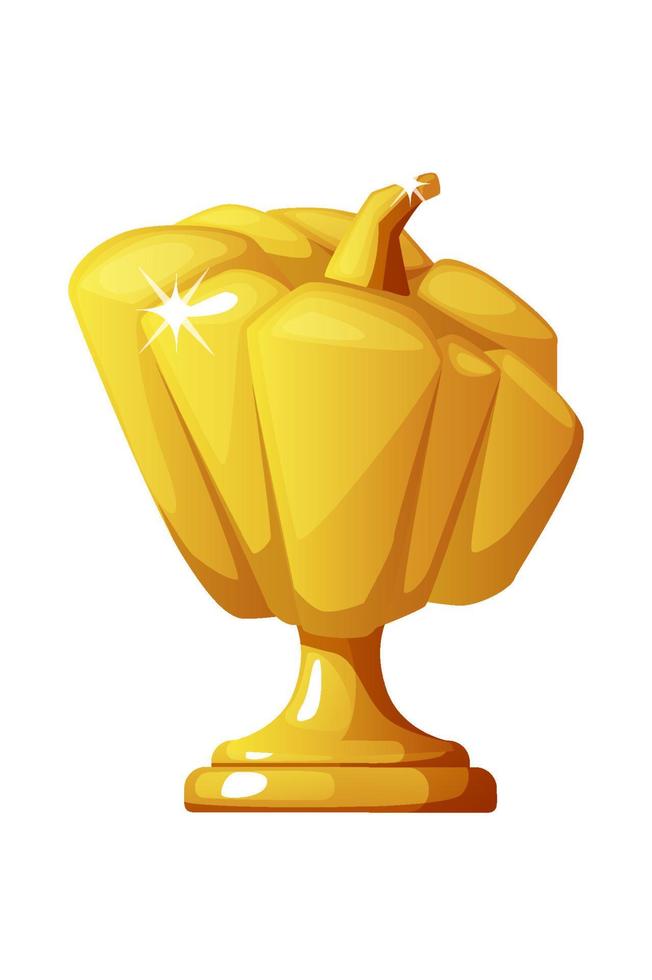 Halloween gold pumpkin reward for ui games. Vector illustration of award for the winner for graphic design.