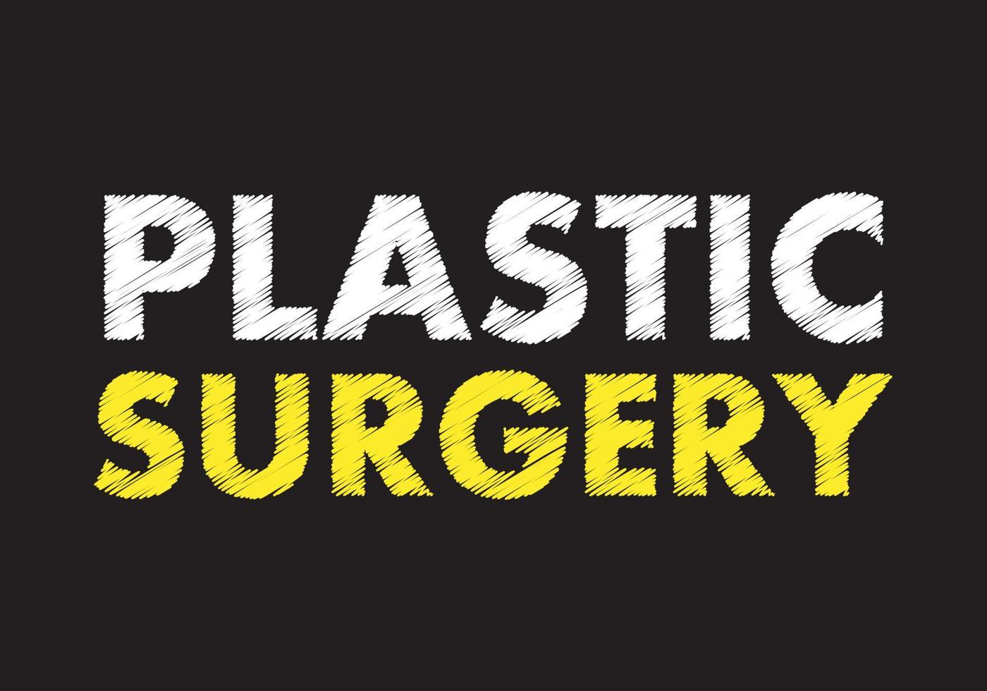 Plastic surgery writing text on black chalkboard. vector illustration
