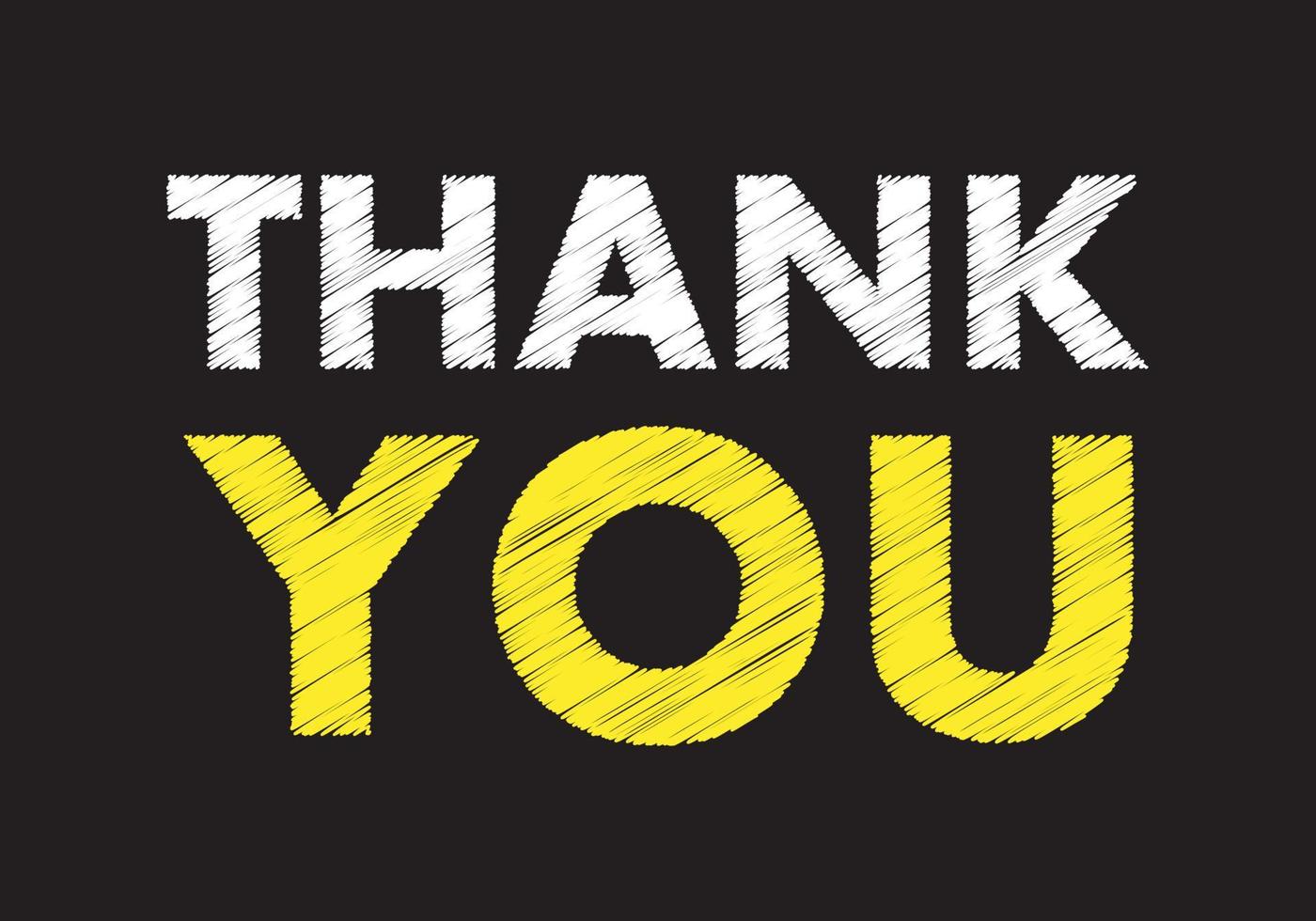 THANK YOU writing text on black chalkboard. vector illustration