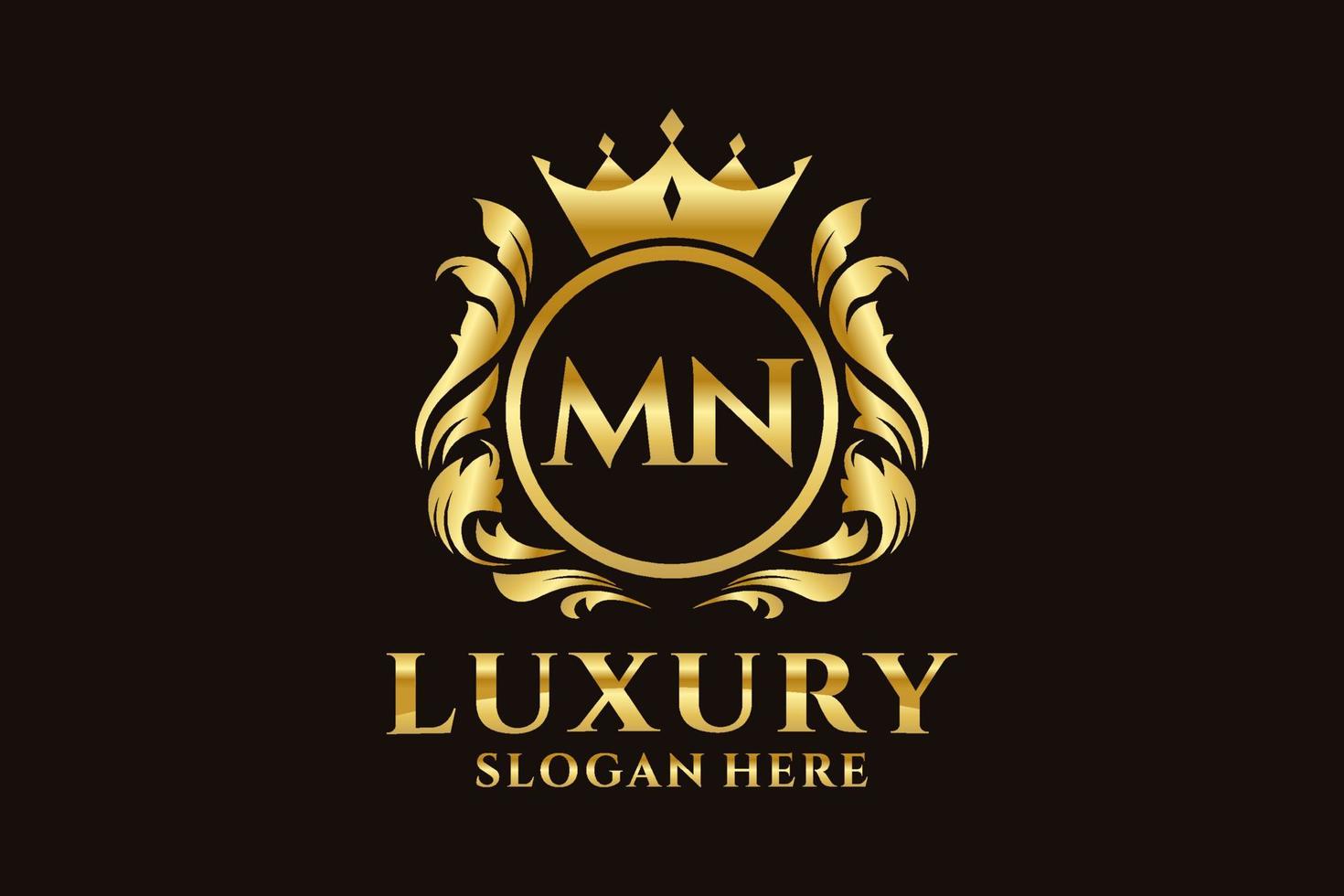 Initial MN Letter Royal Luxury Logo template in vector art for luxurious branding projects and other vector illustration.