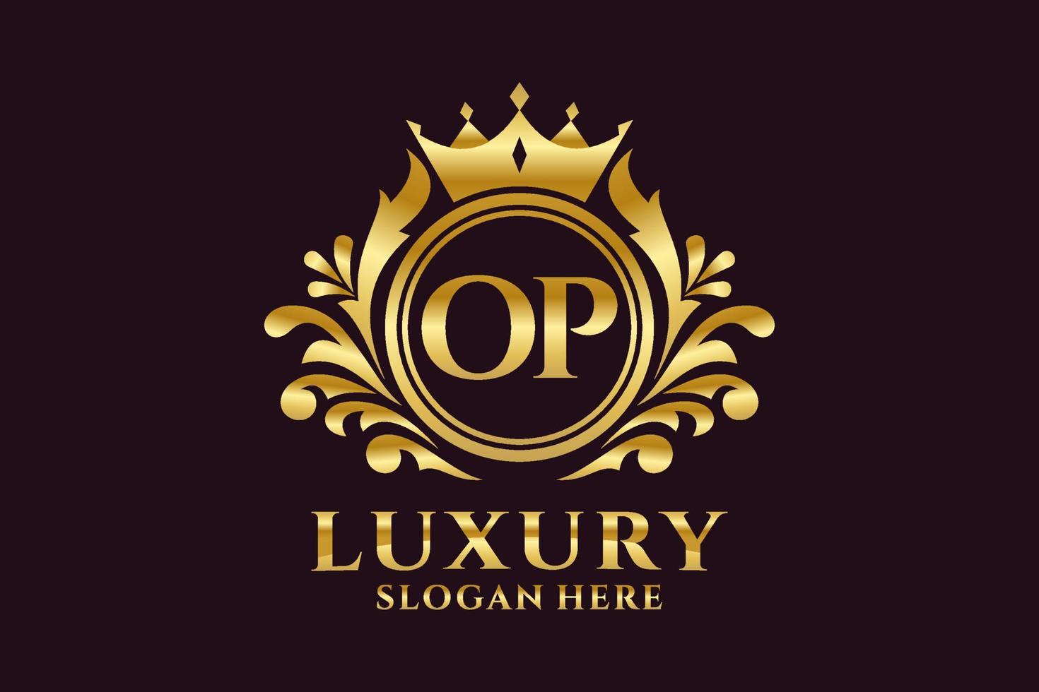 Initial OP Letter Royal Luxury Logo template in vector art for luxurious branding projects and other vector illustration.