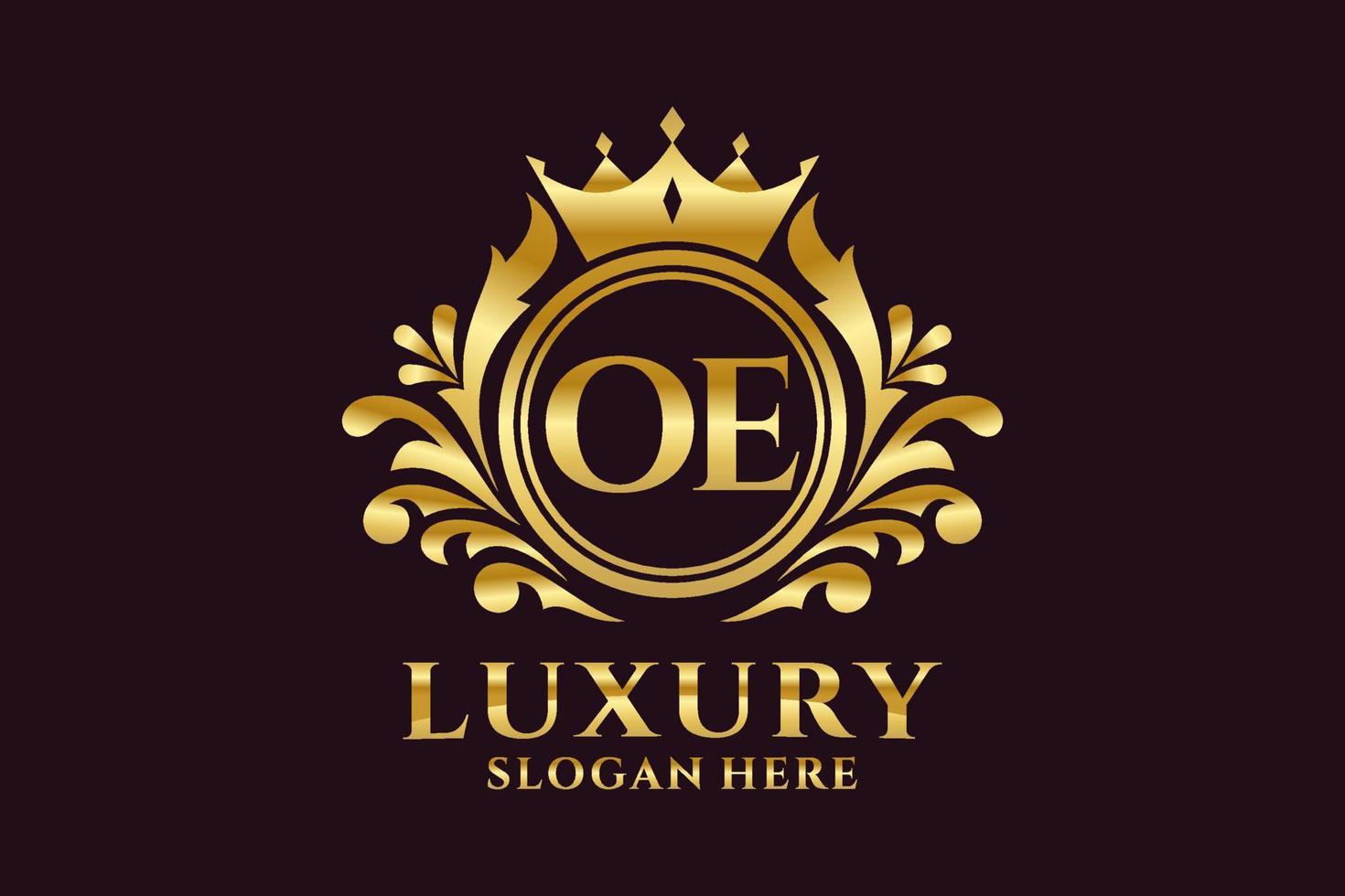 Initial OE Letter Royal Luxury Logo template in vector art for luxurious branding projects and other vector illustration.