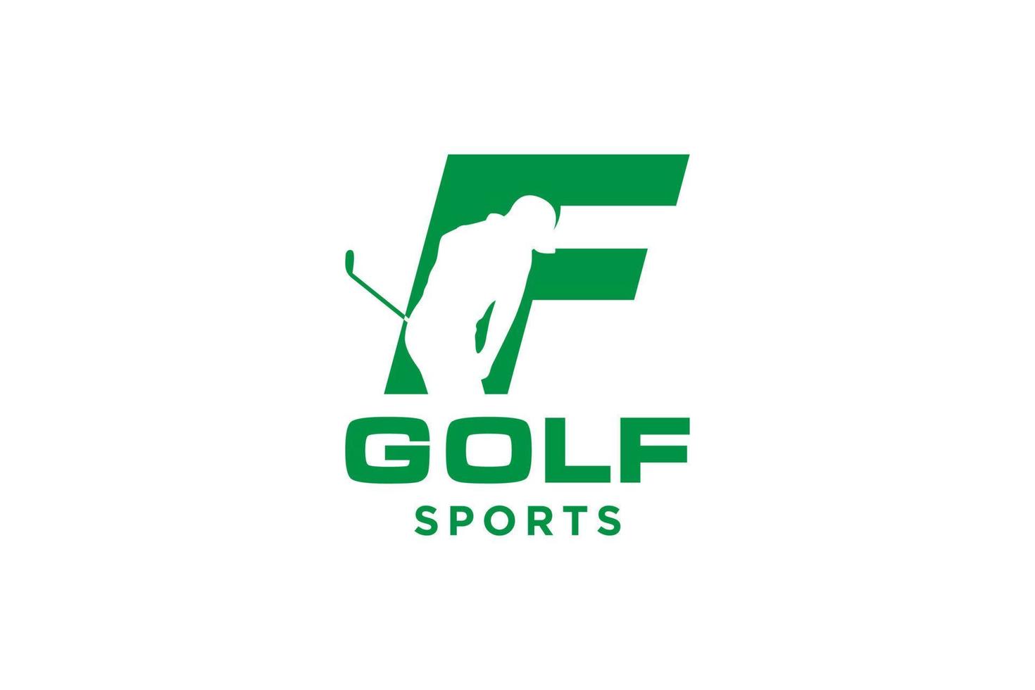 logotipo de icono de letra del alfabeto f para plantilla de vector de diseño de logotipo de golf, etiqueta vectorial de golf, logotipo de campeonato de golf, ilustración, icono creativo, concepto de diseño