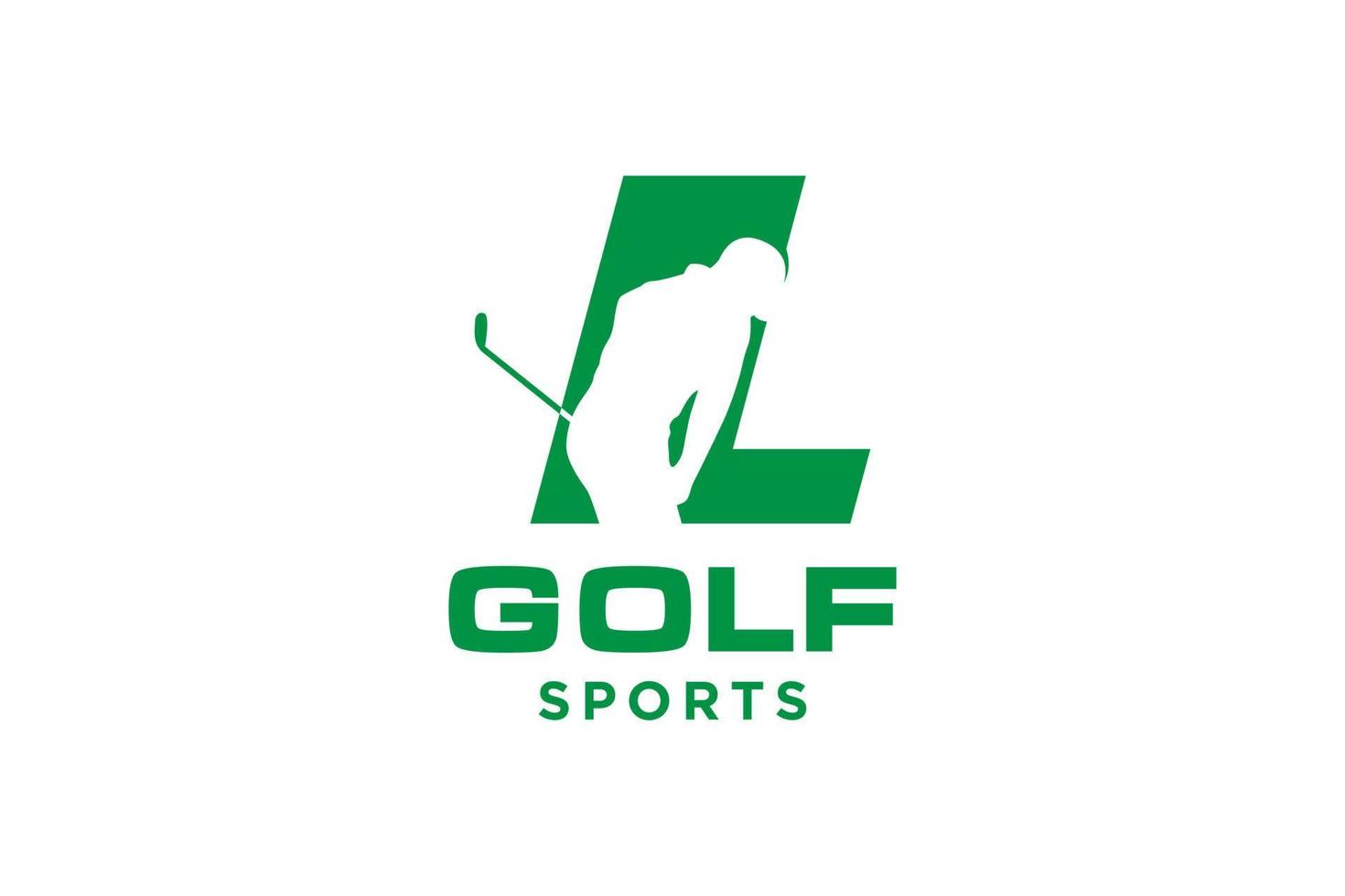 logotipo de icono de letra alfabética l para plantilla de vector de diseño de logotipo de golf, etiqueta vectorial de golf, logotipo de campeonato de golf, ilustración, icono creativo, concepto de diseño