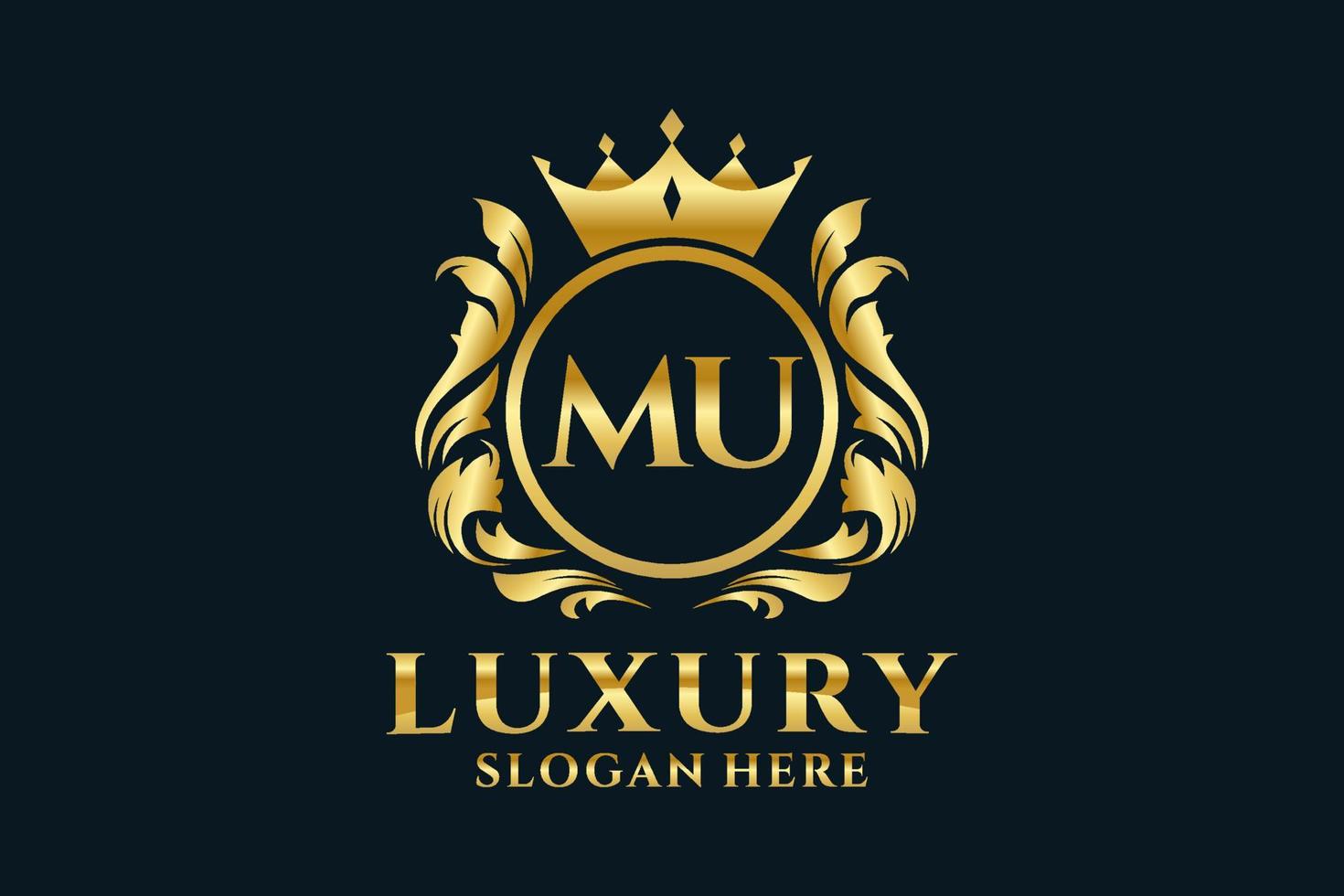 Initial MU Letter Royal Luxury Logo template in vector art for luxurious branding projects and other vector illustration.