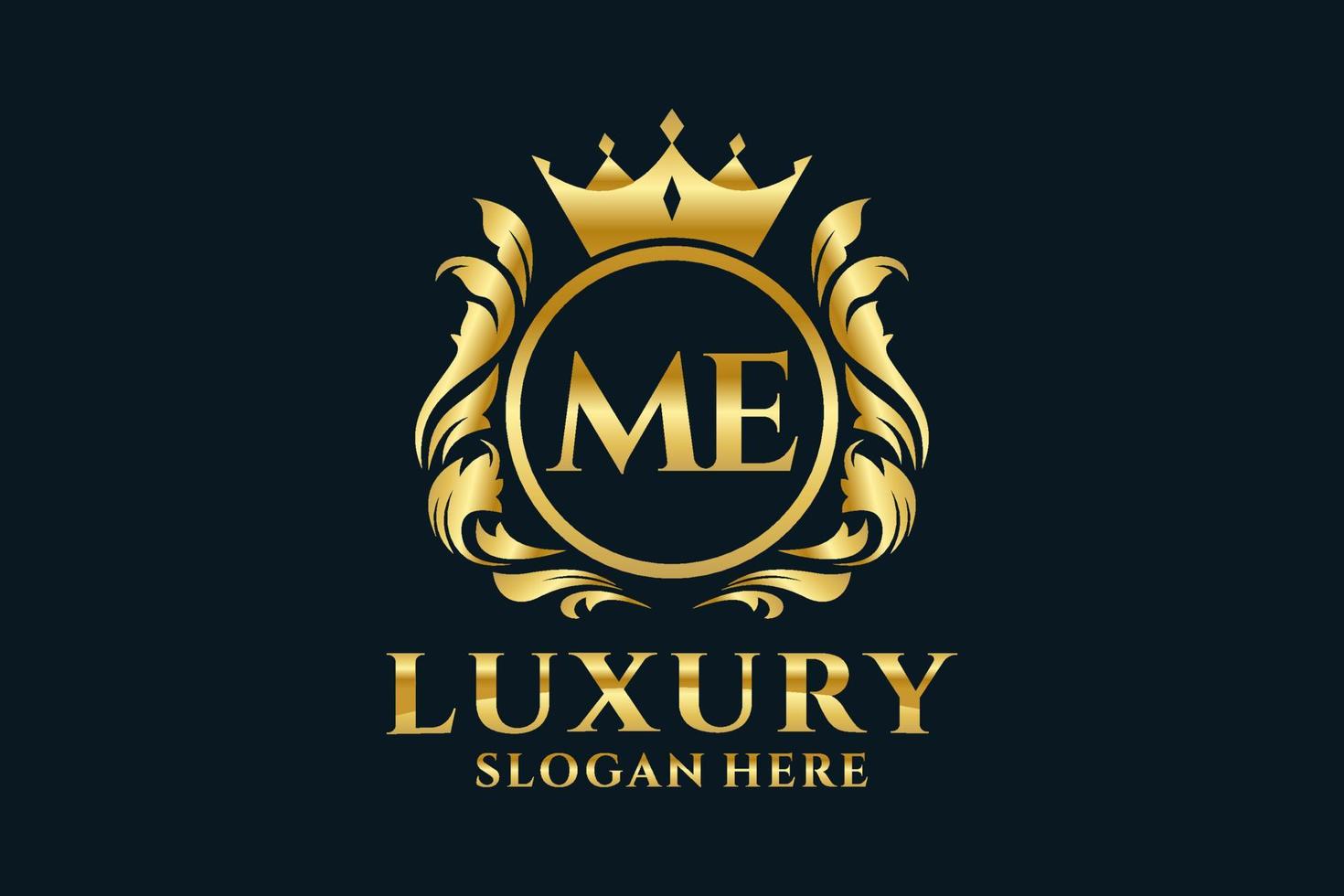 Initial ME Letter Royal Luxury Logo template in vector art for luxurious branding projects and other vector illustration.
