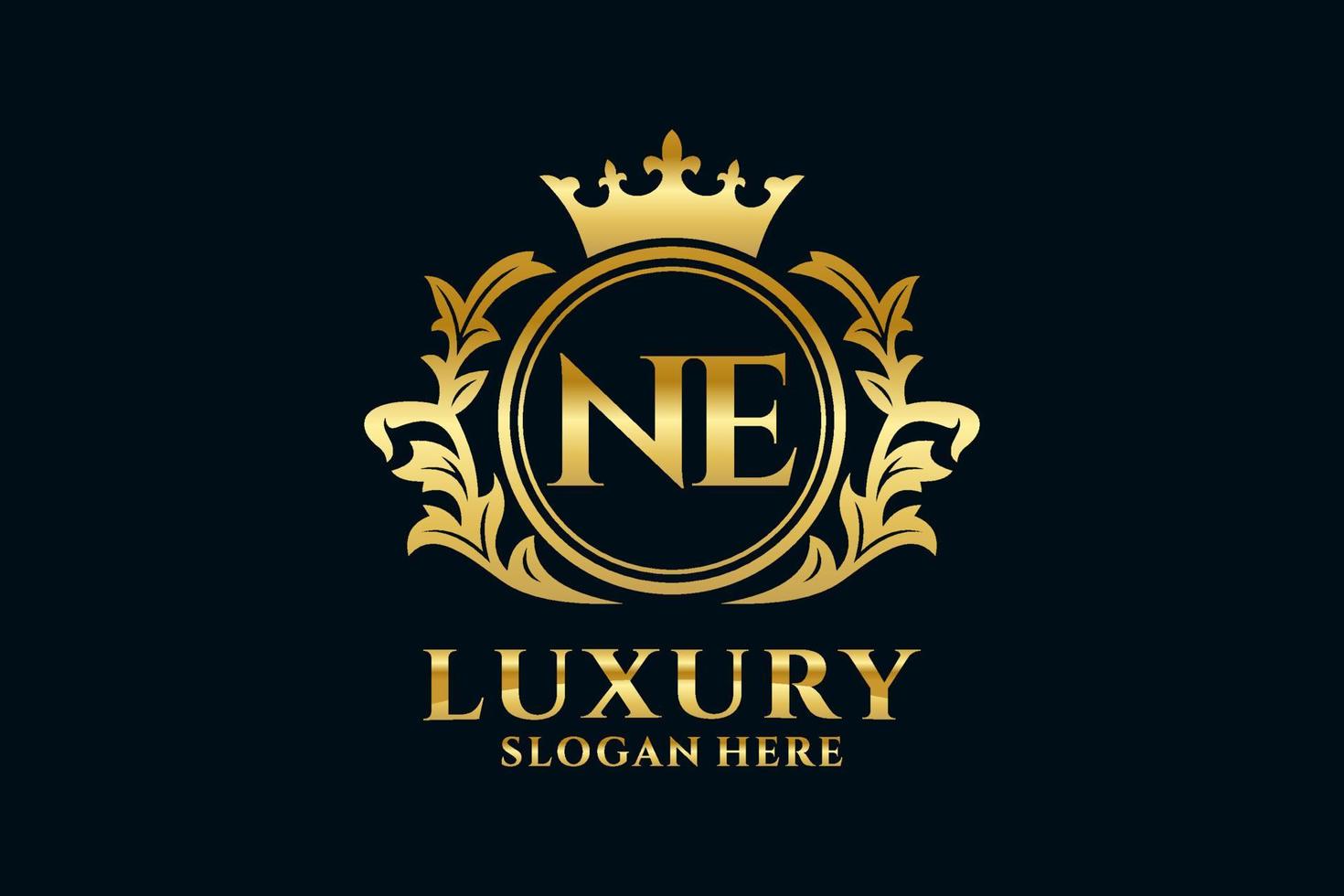 Initial NE Letter Royal Luxury Logo template in vector art for luxurious branding projects and other vector illustration.