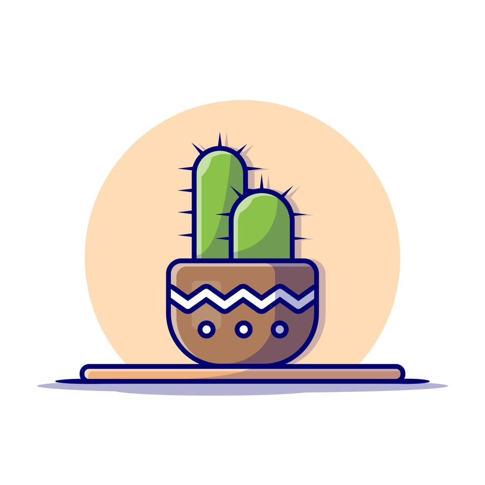 ilustración de icono de vector de dibujos animados de planta de cactus. concepto de icono de objeto de naturaleza vector premium aislado. estilo de dibujos animados plana