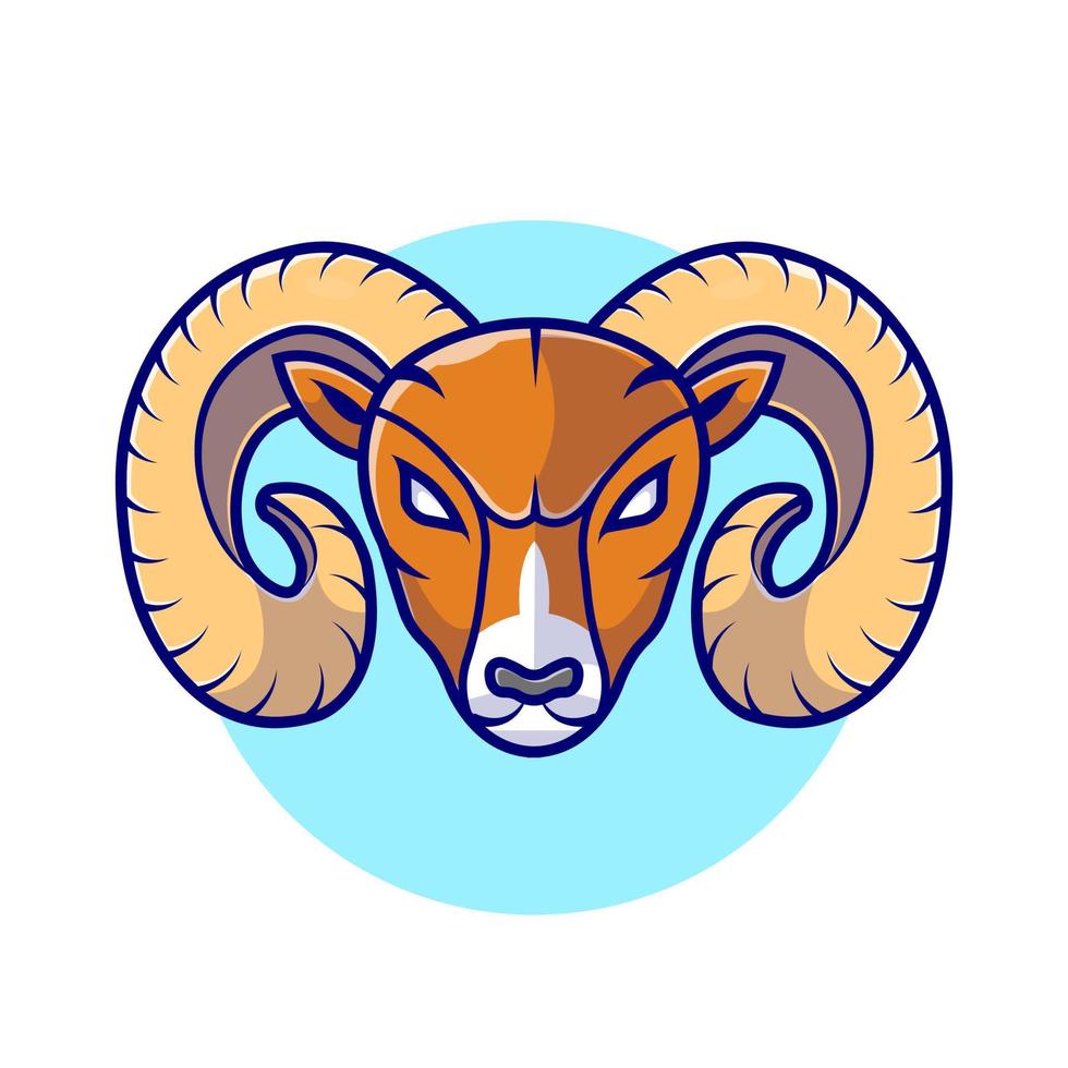 Angry Ram Goat Mascot Cartoon Vector Icon Illustration.  Animal Nature aIcon Concept Isolated Premium Vector. Flat  Cartoon Style