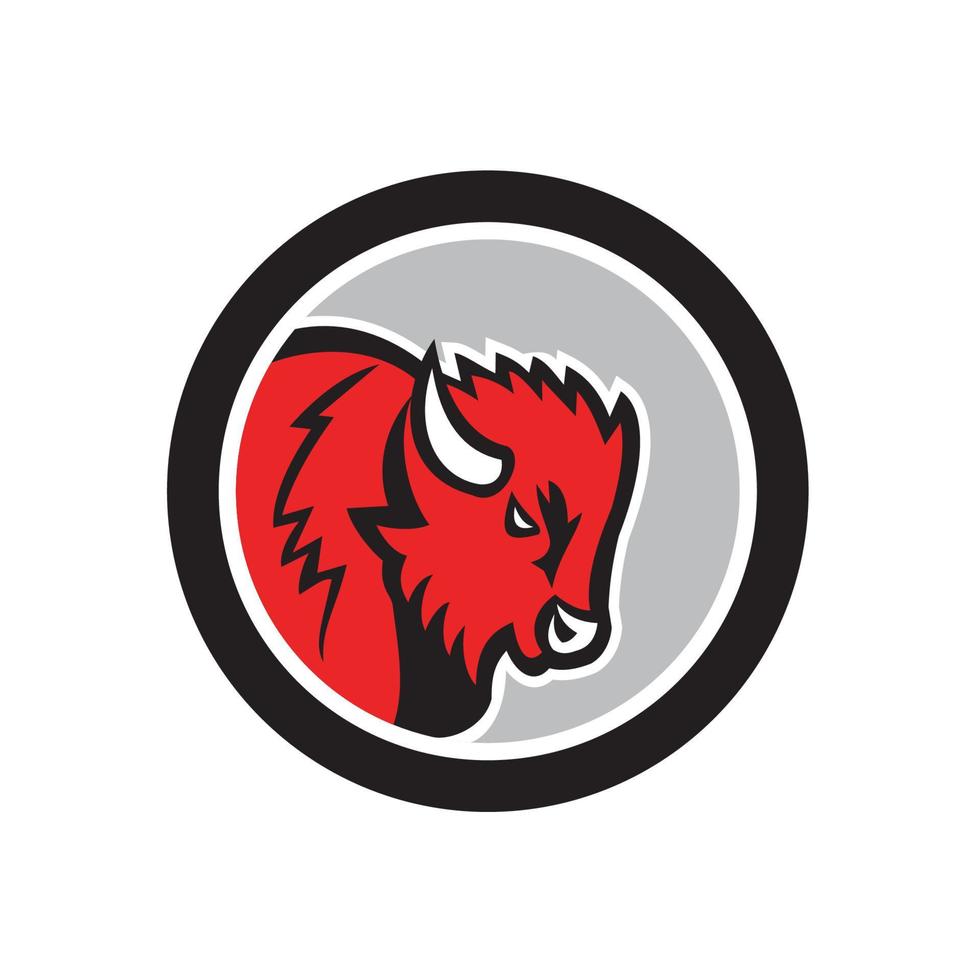 American Bison Buffalo Circle Retro vector