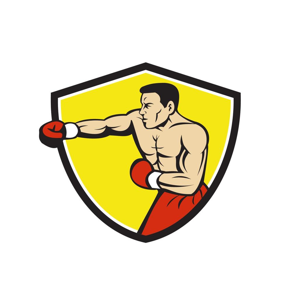 Boxer Jabbing Punching Crest Cartoon vector