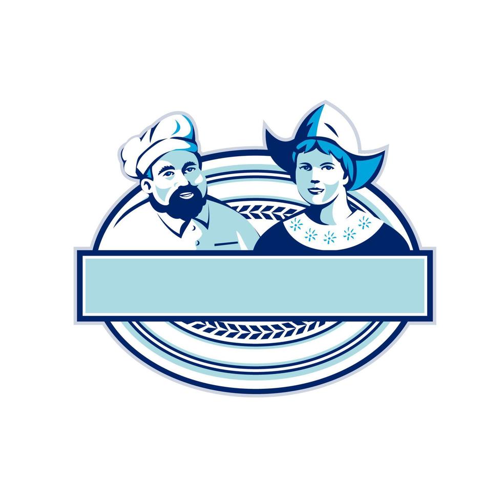 Baker and Dutch Lady Banner Oval Retro vector