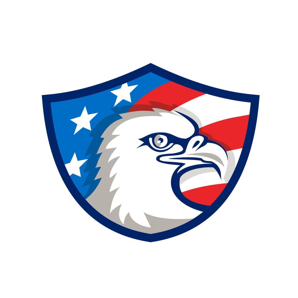 Bald Eagle Head USA Flag Shield Retro vector