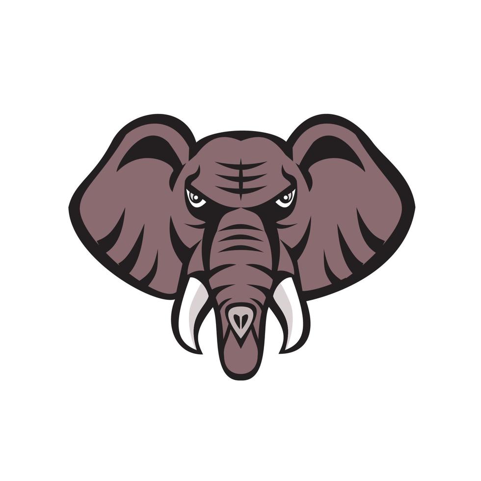 African Elephant Head Angry Tusk Retro vector