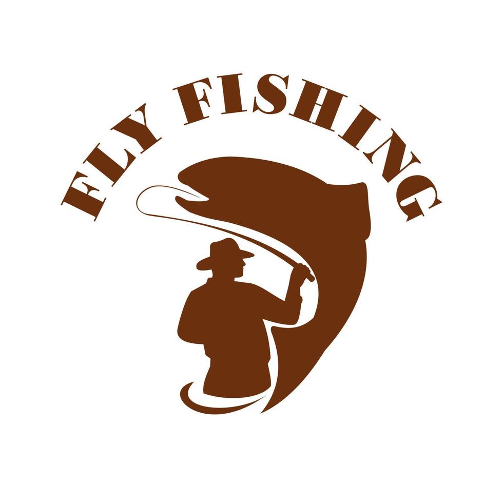 Trout Fly Fishing Isolated Retro vector