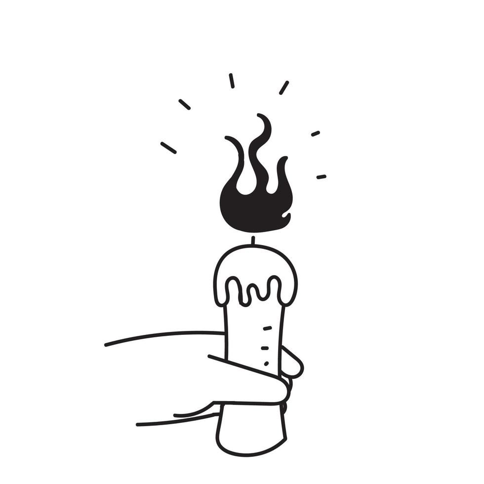 Hand Drawn Doodle Hand Holding A Burning Candle Illustration Vector hand-drawn-doodle-hand-holding-a-burning-candle-illustration-vector