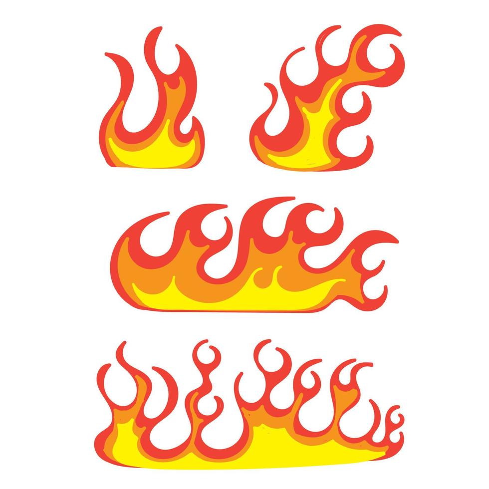 colección de ilustración de llama de fuego de doodle dibujado a mano vector