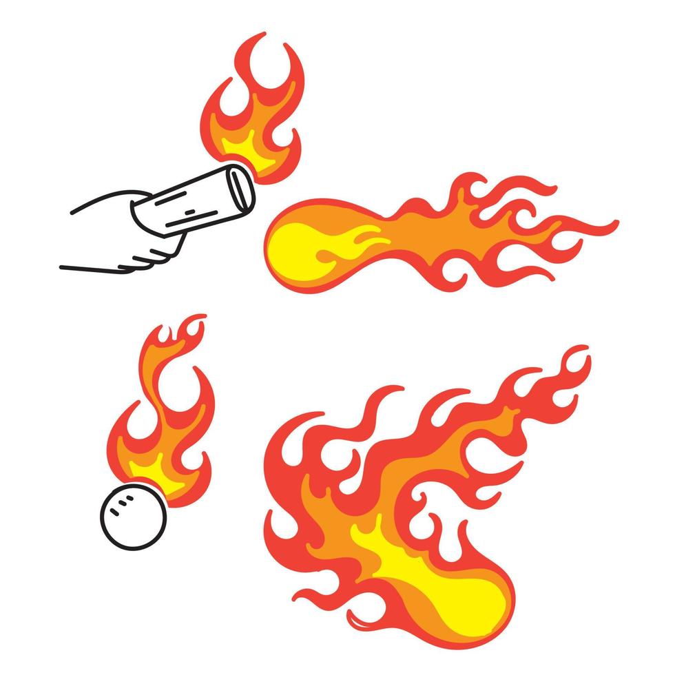 hand drawn doodle Fire flame illustration collection vector