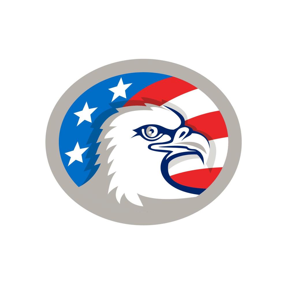 Bald Eagle Head USA Flag Oval Retro vector