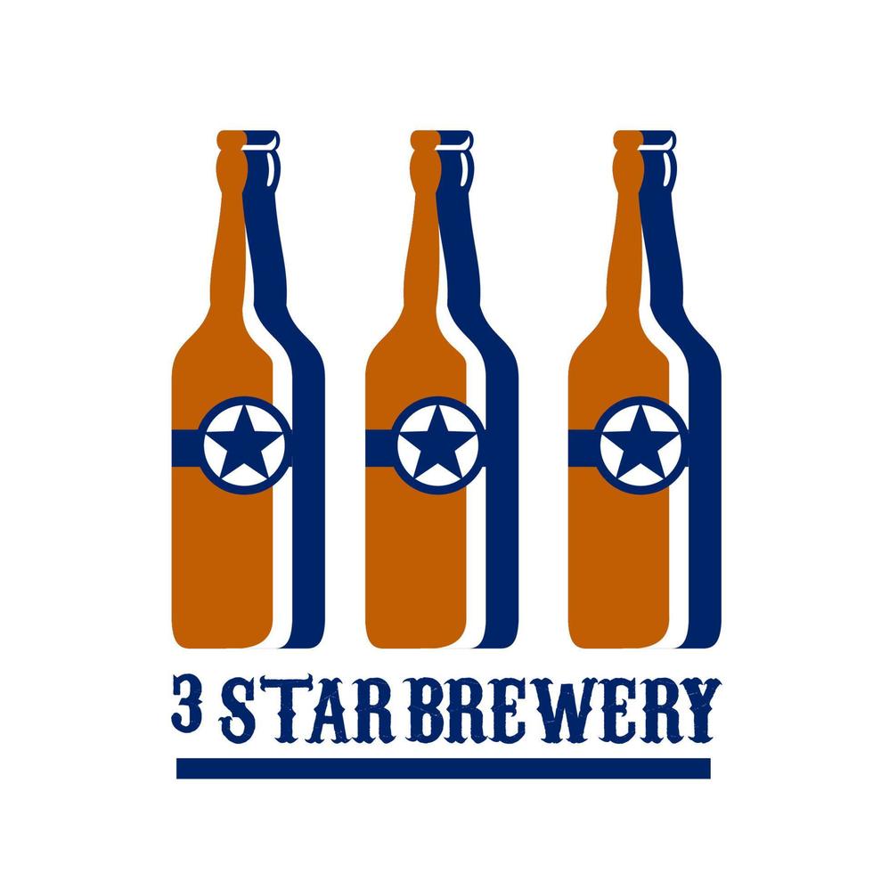 Beer Bottles Star Brewery Retro vector