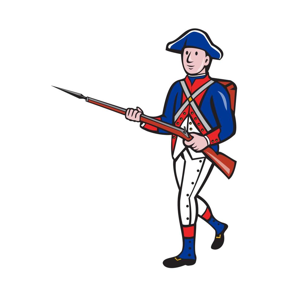 American Revolutionary Soldier Marching Cartoon vector