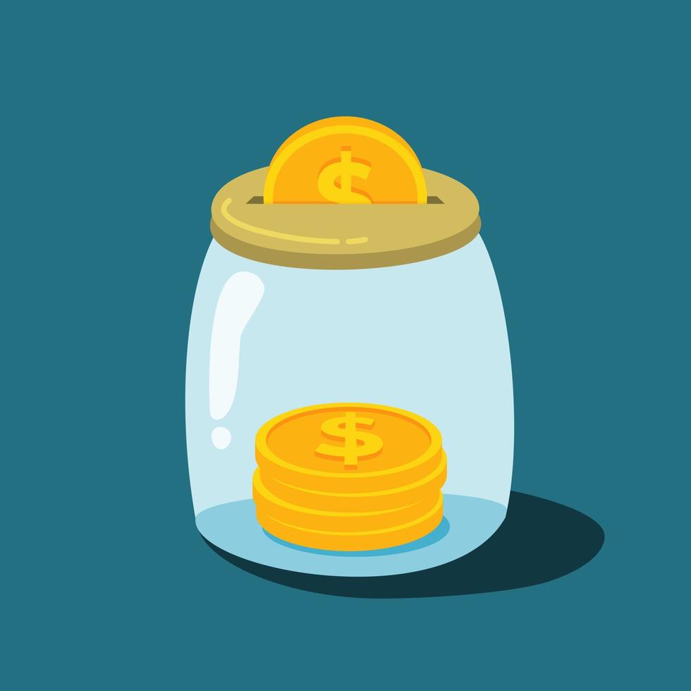 illustration of dollar coin in a saving jar. business or financial illustration vector graphic asset