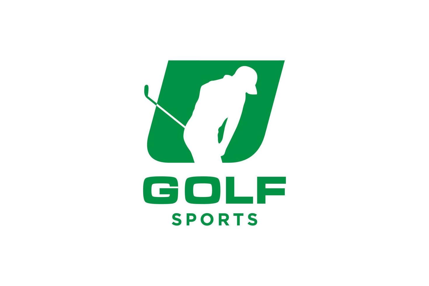 logotipo de icono de letra del alfabeto u para plantilla de vector de diseño de logotipo de golf, etiqueta vectorial de golf, logotipo de campeonato de golf, ilustración, icono creativo, concepto de diseño