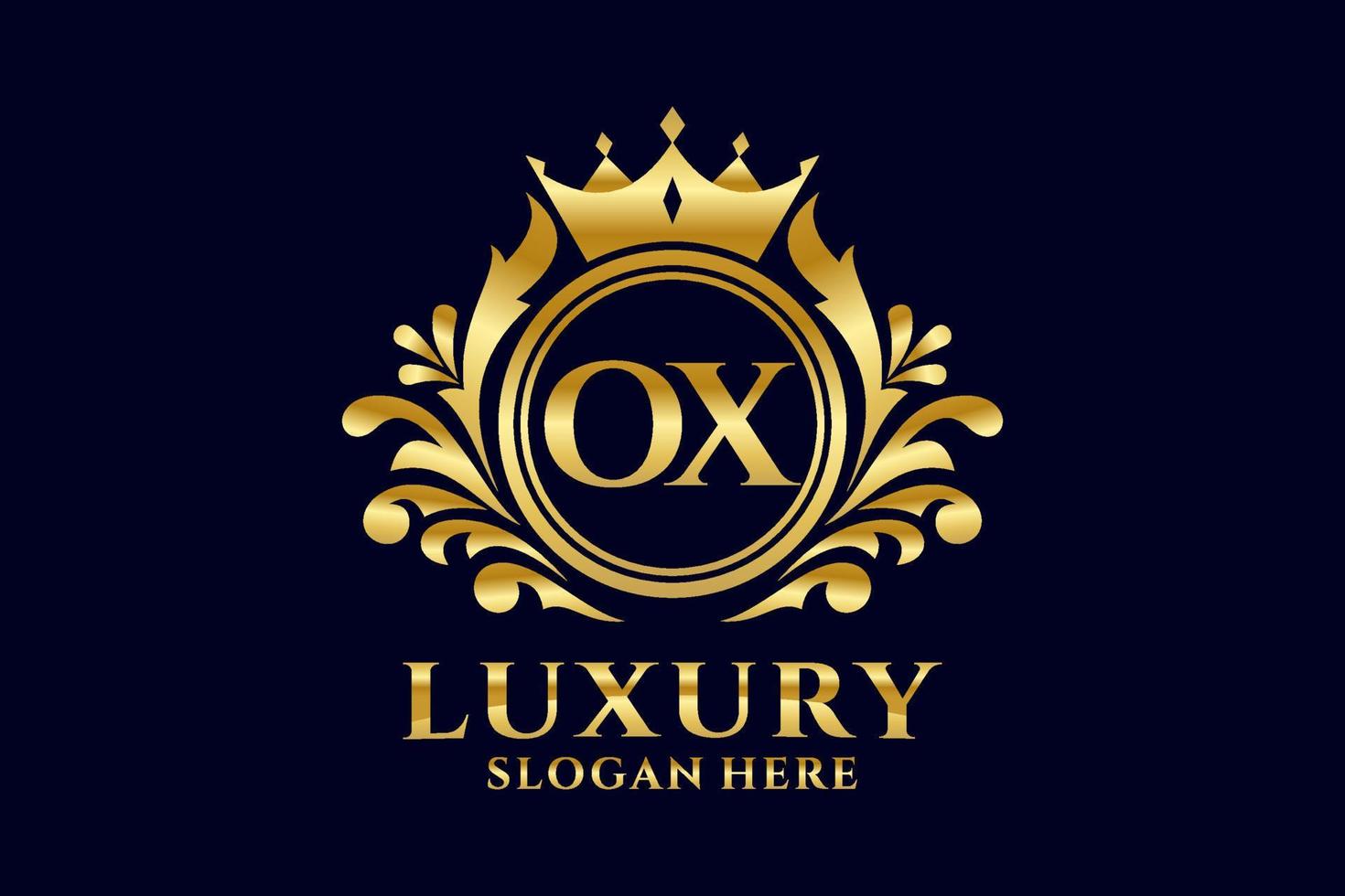 Initial OX Letter Royal Luxury Logo template in vector art for luxurious branding projects and other vector illustration.