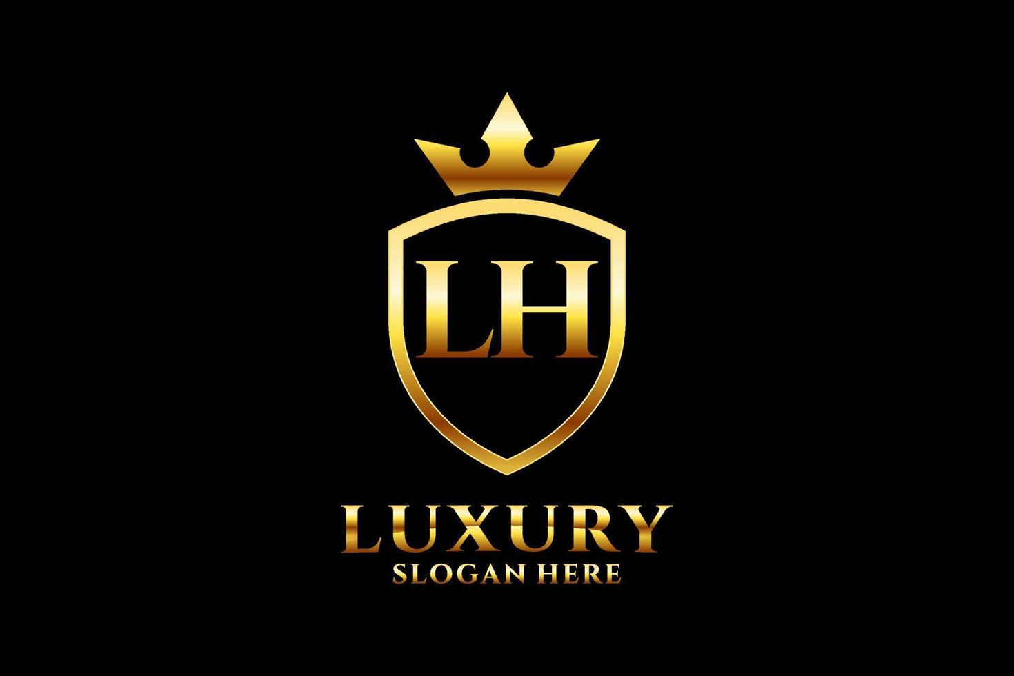 initial LH elegant luxury monogram logo or badge template with scrolls and royal crown - perfect for luxurious branding projects vector