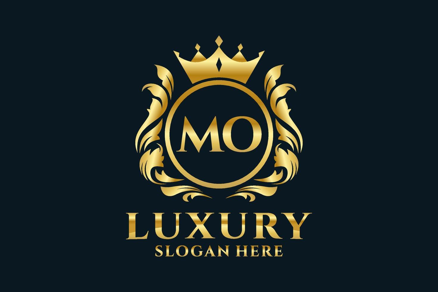 Initial MO Letter Royal Luxury Logo template in vector art for luxurious branding projects and other vector illustration.