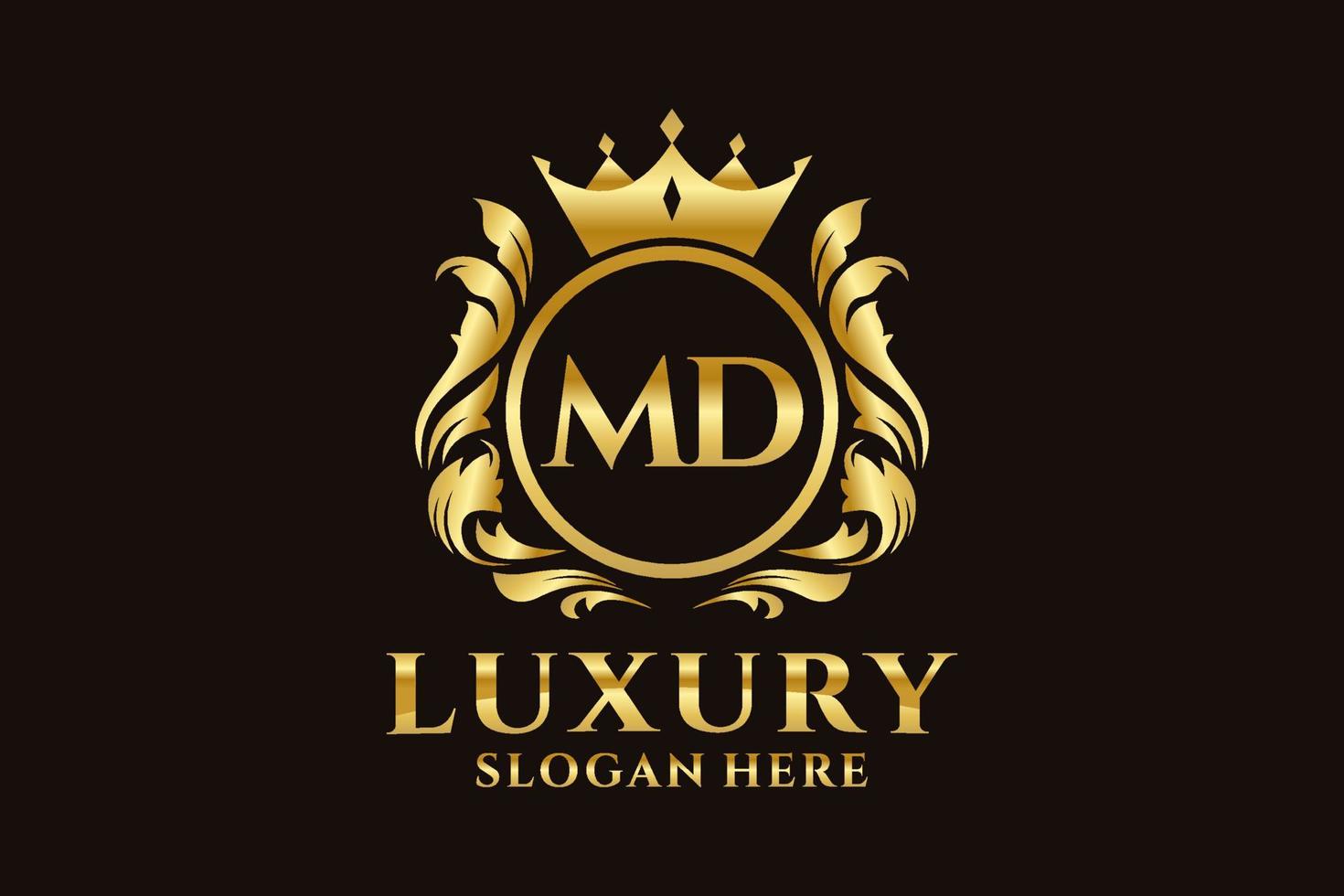 Initial MD Letter Royal Luxury Logo template in vector art for luxurious branding projects and other vector illustration.