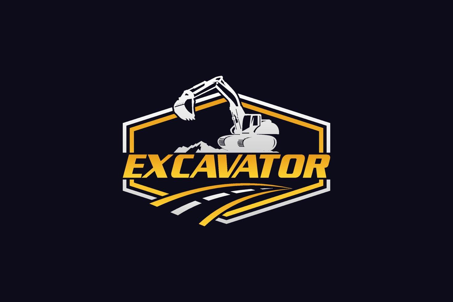 Excavator logo template vector. Heavy equipment logo vector for construction company. Creative excavator illustration for logo template.