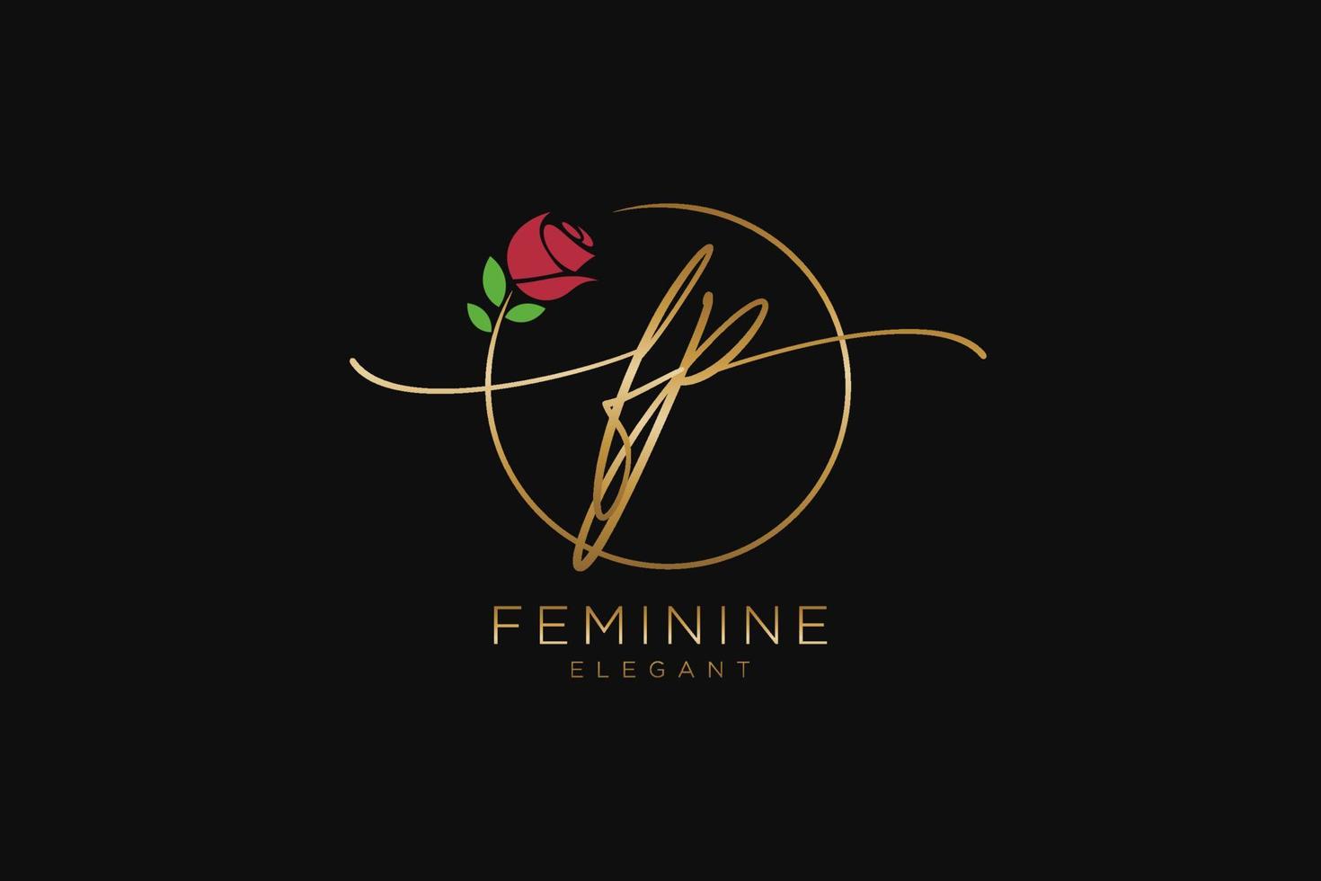 initial FP Feminine logo beauty monogram and elegant logo design, handwriting logo of initial signature, wedding, fashion, floral and botanical with creative template. vector
