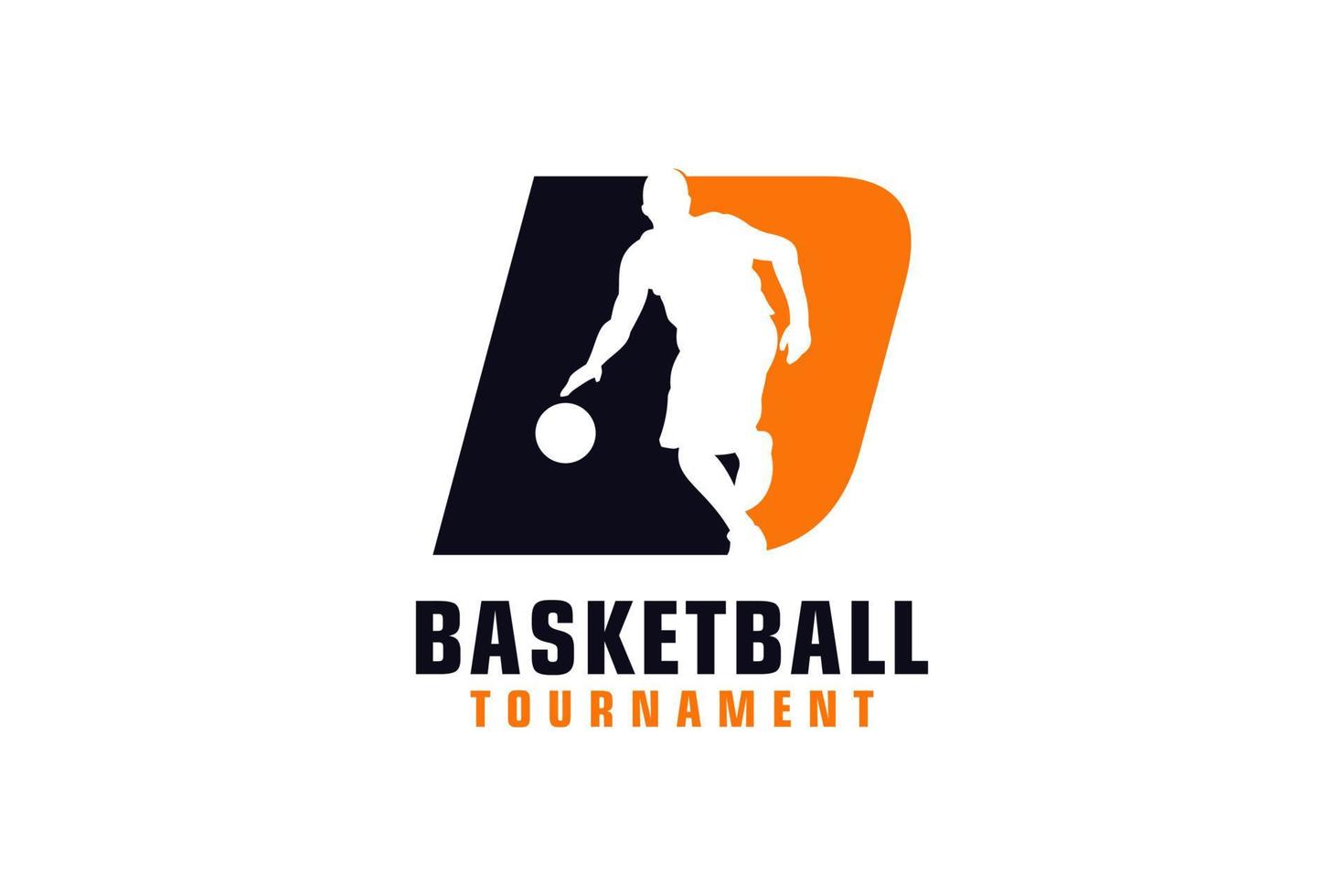 letra d con diseño de logo de baloncesto. elementos de plantilla de diseño vectorial para equipo deportivo o identidad corporativa. vector