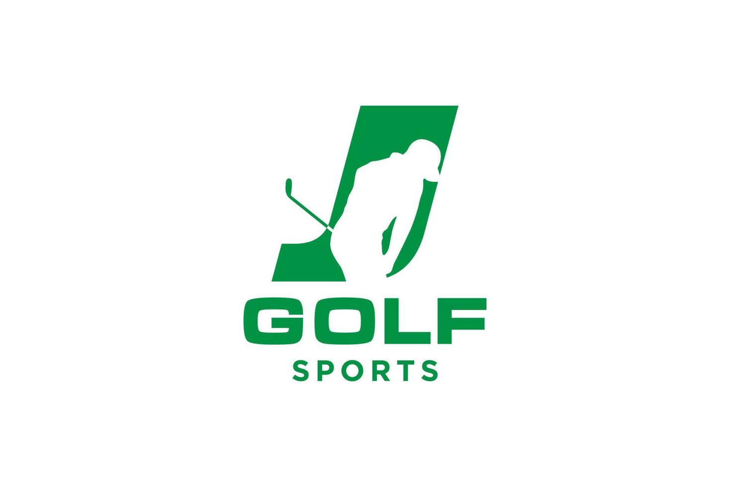 logotipo de icono de letra del alfabeto j para plantilla de vector de diseño de logotipo de golf, etiqueta vectorial de golf, logotipo de campeonato de golf, ilustración, icono creativo, concepto de diseño
