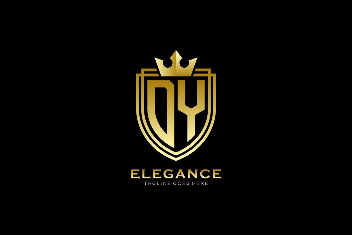 initial DY elegant luxury monogram logo or badge template with scrolls and royal crown - perfect for luxurious branding projects vector