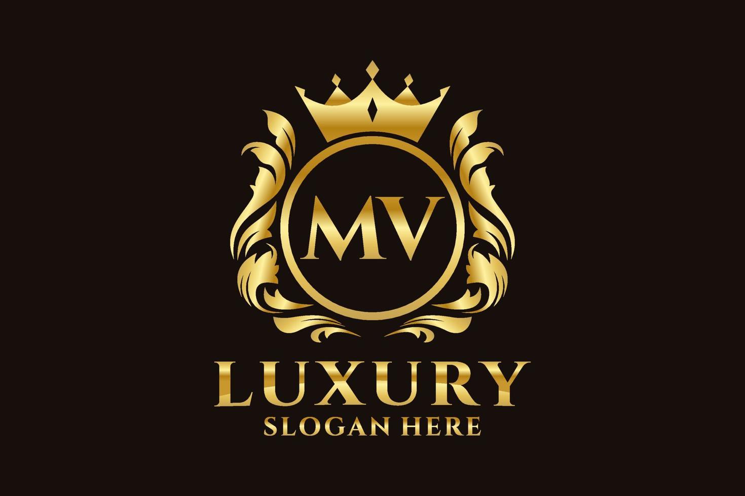 Initial MV Letter Royal Luxury Logo template in vector art for luxurious branding projects and other vector illustration.