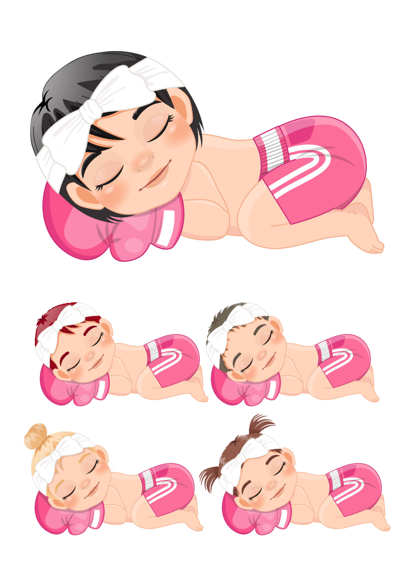 Newborn Boxing or Boxing Sleeping Baby Girls wear Pink Gloves and Short  Pants Cartoon Character 11158007 Vector Art at Vecteezy