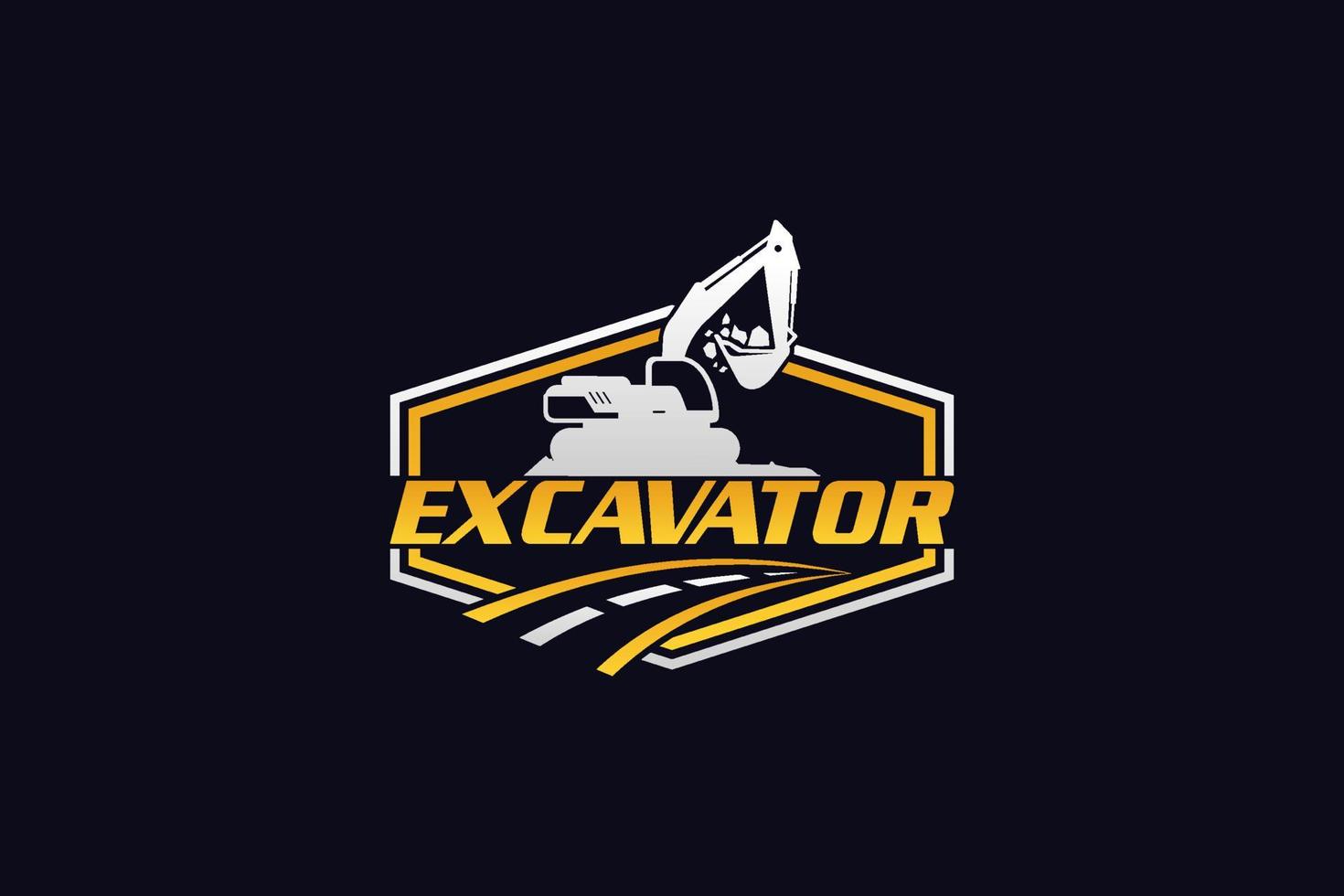 Excavator logo template vector. Heavy equipment logo vector for construction company. Creative excavator illustration for logo template.