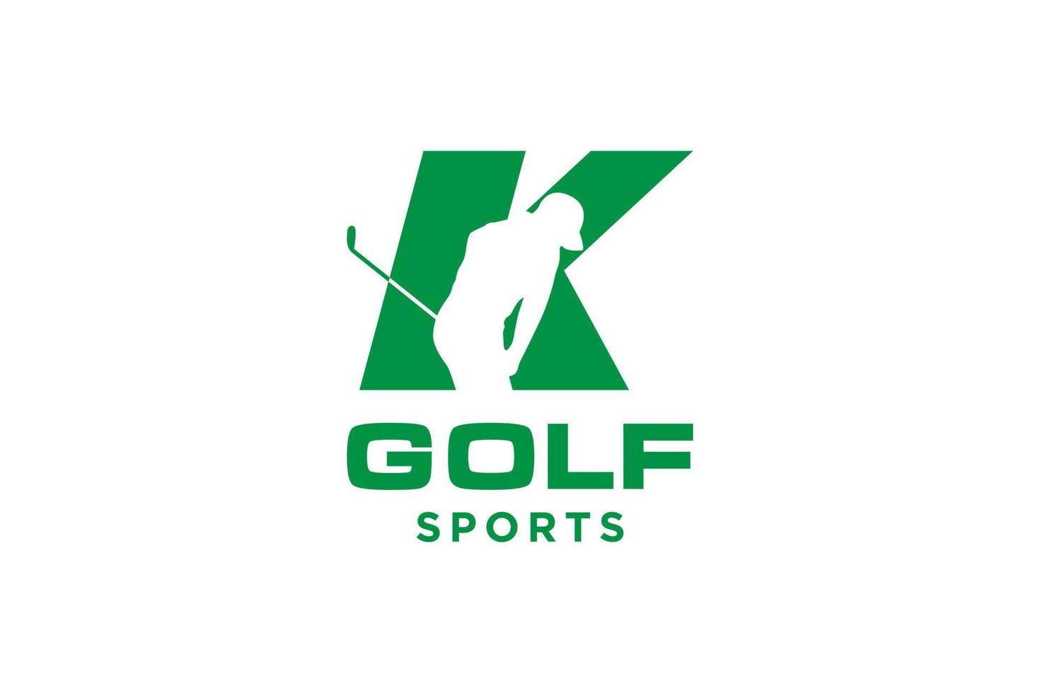 logotipo de icono de letra del alfabeto k para plantilla de vector de diseño de logotipo de golf, etiqueta vectorial de golf, logotipo de campeonato de golf, ilustración, icono creativo, concepto de diseño