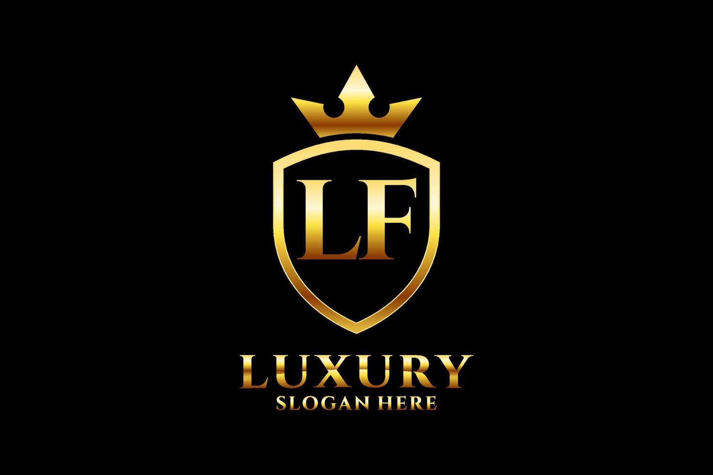 initial LF elegant luxury monogram logo or badge template with scrolls and royal crown - perfect for luxurious branding projects vector