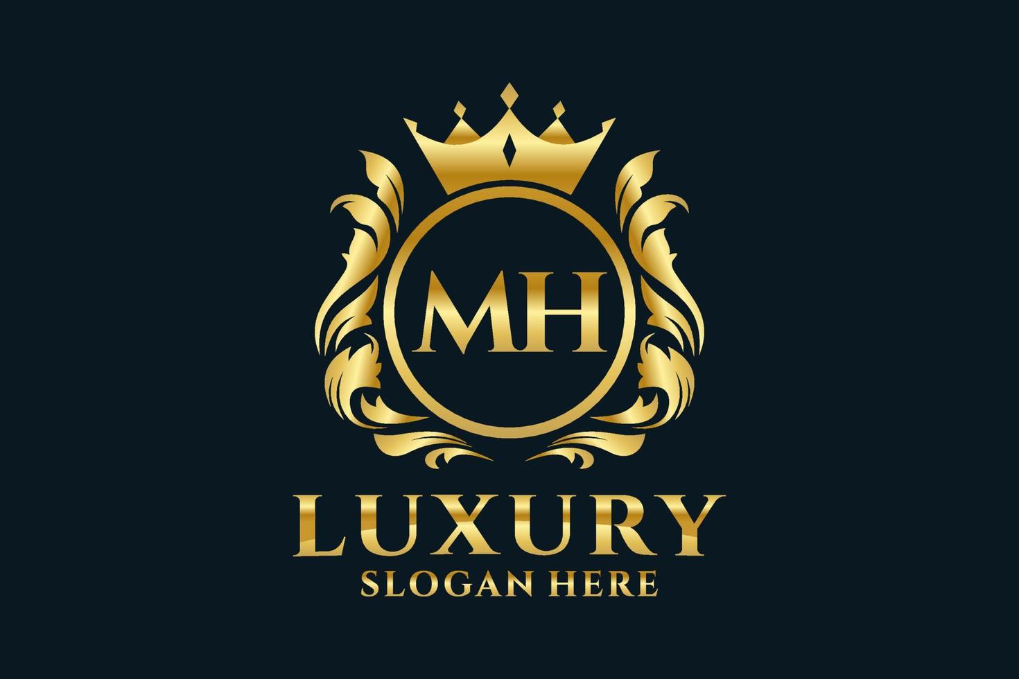 Initial MH Letter Royal Luxury Logo template in vector art for luxurious branding projects and other vector illustration.