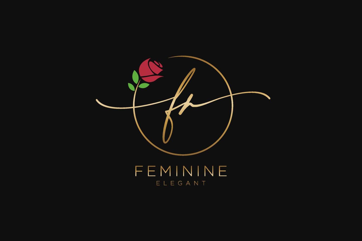 initial FR Feminine logo beauty monogram and elegant logo design, handwriting logo of initial signature, wedding, fashion, floral and botanical with creative template. vector