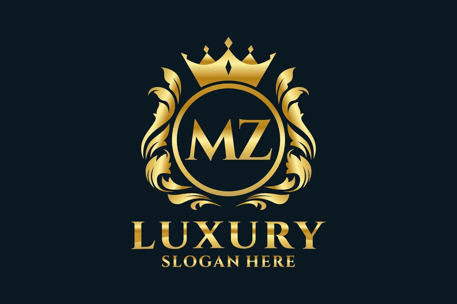 Initial MZ Letter Royal Luxury Logo template in vector art for luxurious branding projects and other vector illustration.