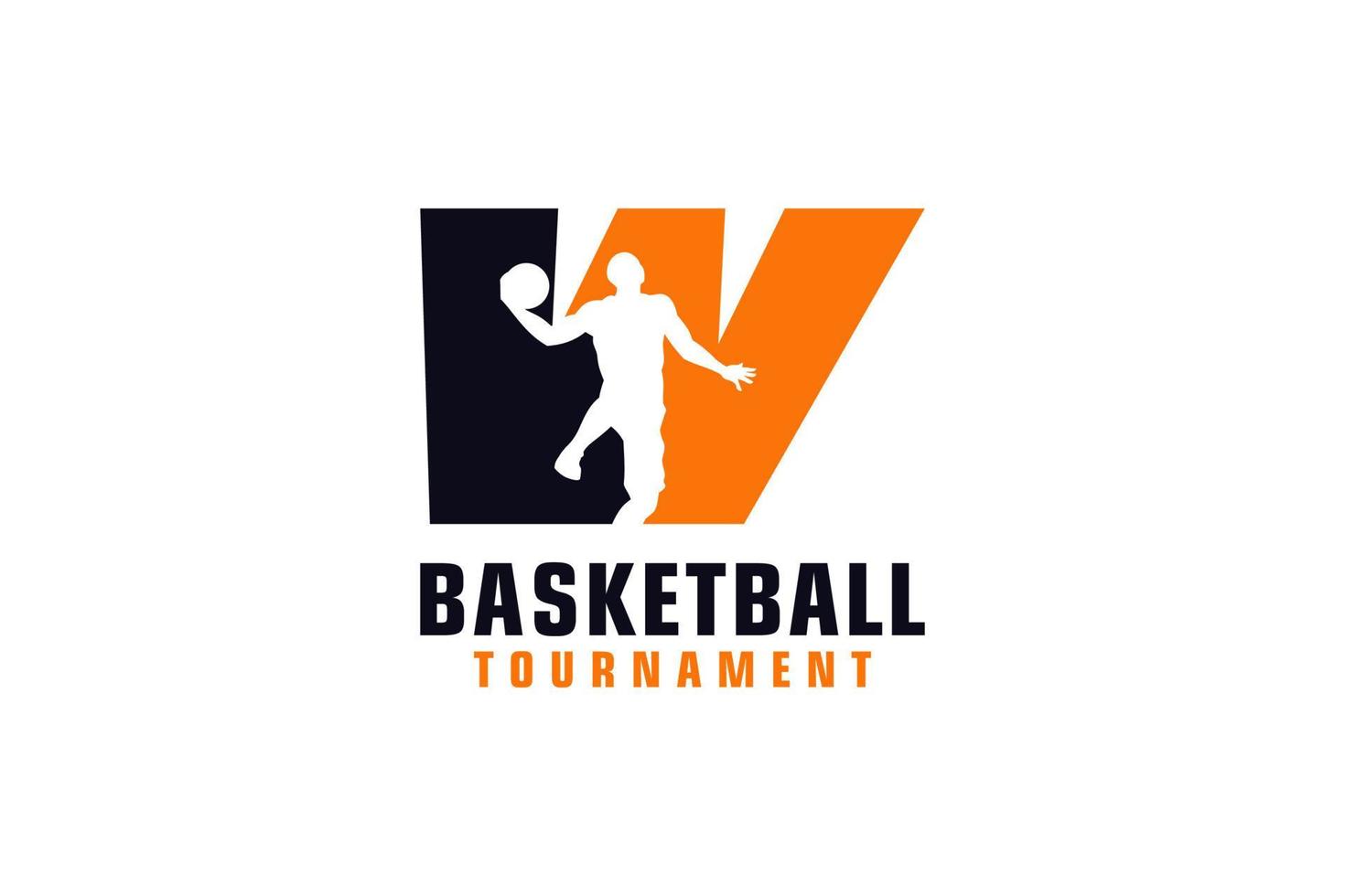 Letter W with Basketball Logo Design. Vector Design Template Elements for Sport Team or Corporate Identity.