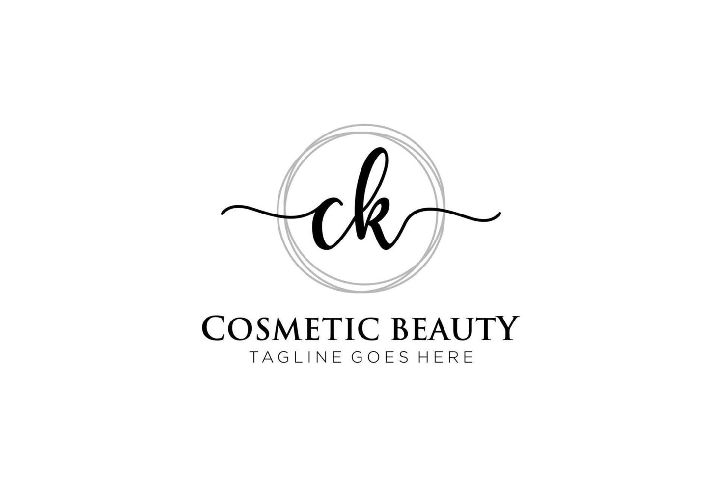 initial CK Feminine logo beauty monogram and elegant logo design, handwriting logo of initial signature, wedding, fashion, floral and botanical with creative template. vector
