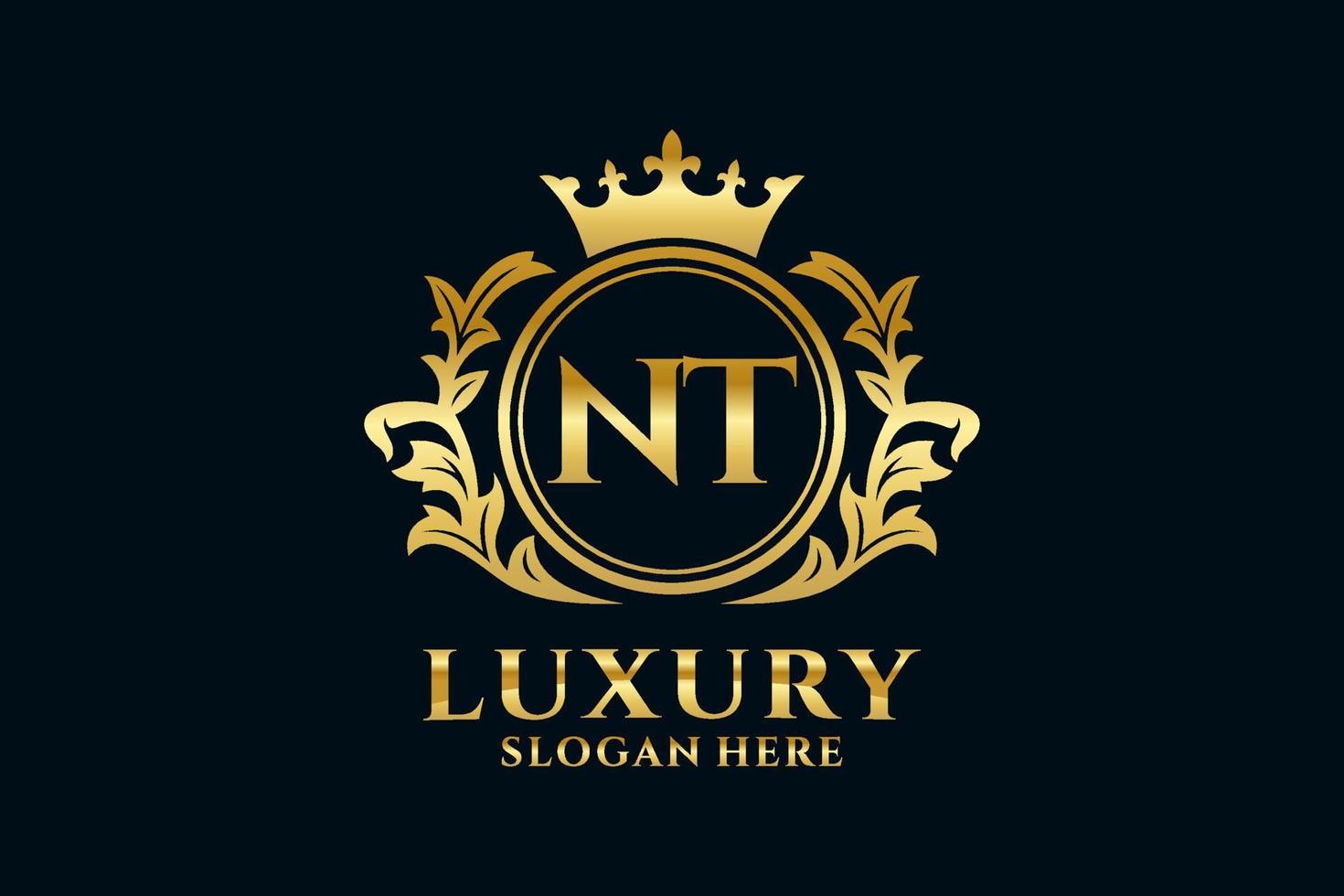 Initial NT Letter Royal Luxury Logo template in vector art for luxurious branding projects and other vector illustration.