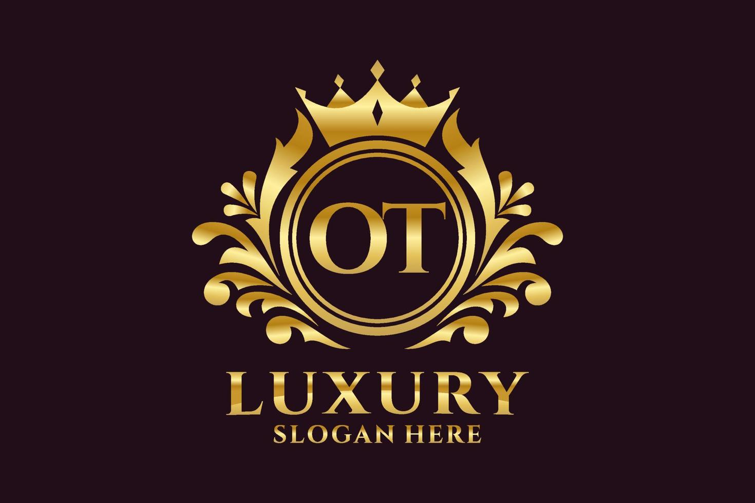 Initial OT Letter Royal Luxury Logo template in vector art for luxurious branding projects and other vector illustration.