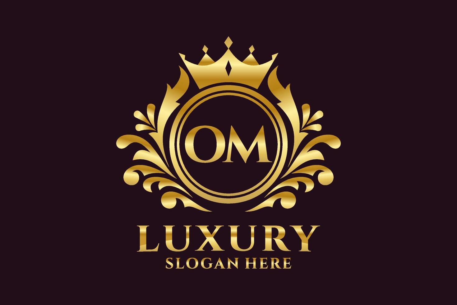 Initial OM Letter Royal Luxury Logo template in vector art for luxurious branding projects and other vector illustration.